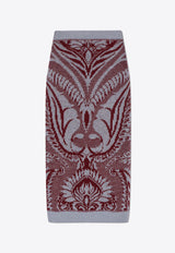 Etro Paisley Wool Midi Skirt WRKB0029 AQ025-S9000 Burgundy