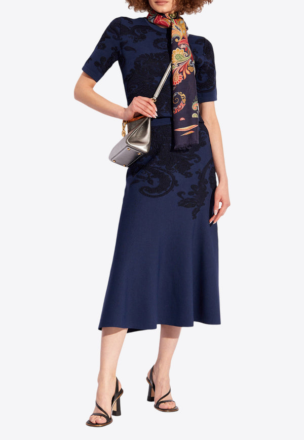 Etro Paisley-Pattern Midi Skirt WRKB0026 AV357-X0887 Navy