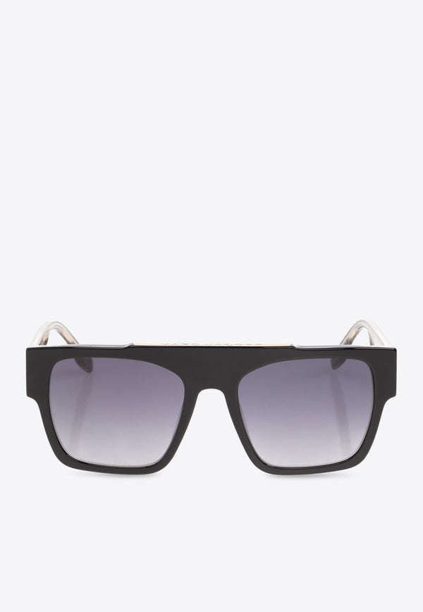 Marc Jacobs Logo-Print Rectangle Sunglasses MARC 757 S 0-1EI BLACK PATTERN GREY Gray