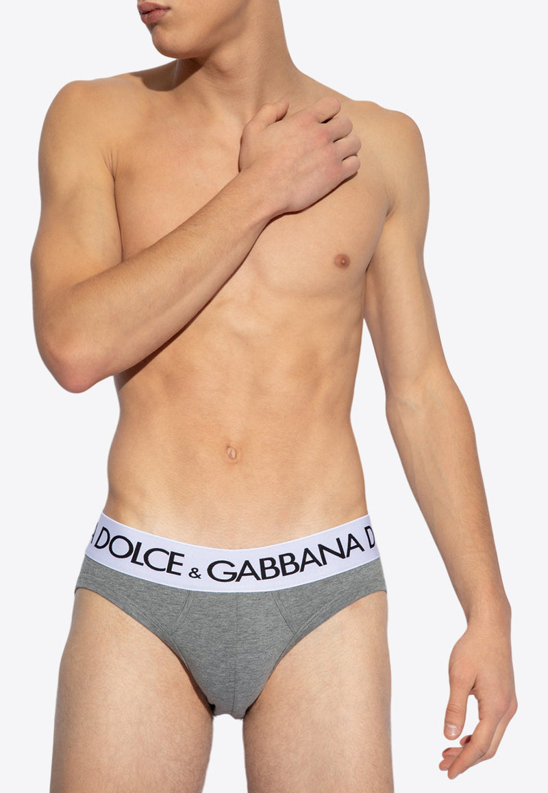 Mid-Rise Branded Briefs Dolce & Gabbana M3D03J ONN97-S8291 Gray