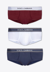 Pack of Three Branded Briefs Dolce & Gabbana M9D77J ONP19-S9000 Multicolor