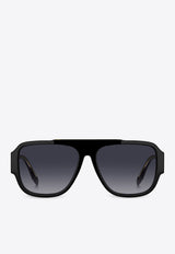 Logo-Print Square-Framed Sunglasses Marc Jacobs MARC 756 S 0-1EI BLACK PATTERN GREY Gray
