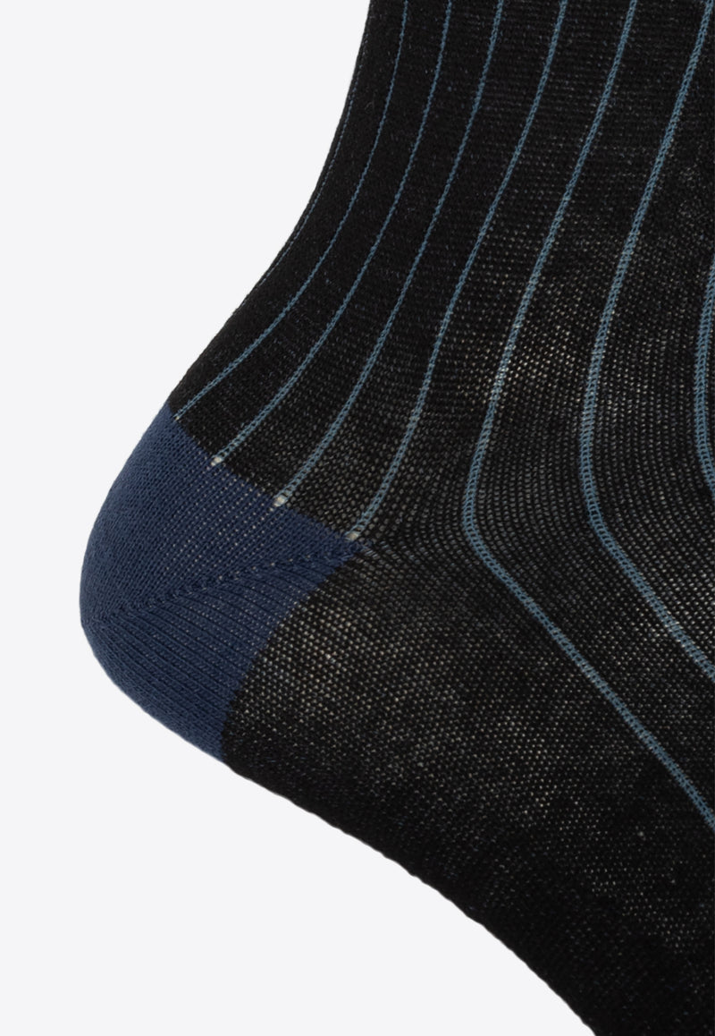 Etro Logo-Inlay Striped Rib-Knit Socks MAVA0004 AC261-N0000 Black