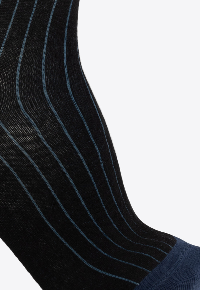 Etro Logo-Inlay Striped Rib-Knit Socks MAVA0004 AC261-N0000 Black