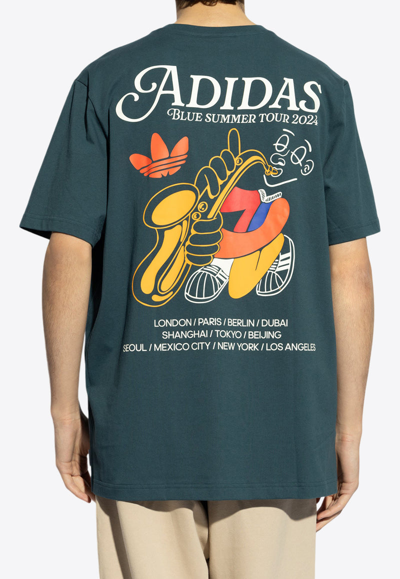 Adidas Originals Graphic Fire Print T-shirt Blue IS0225 0-ARCNGT