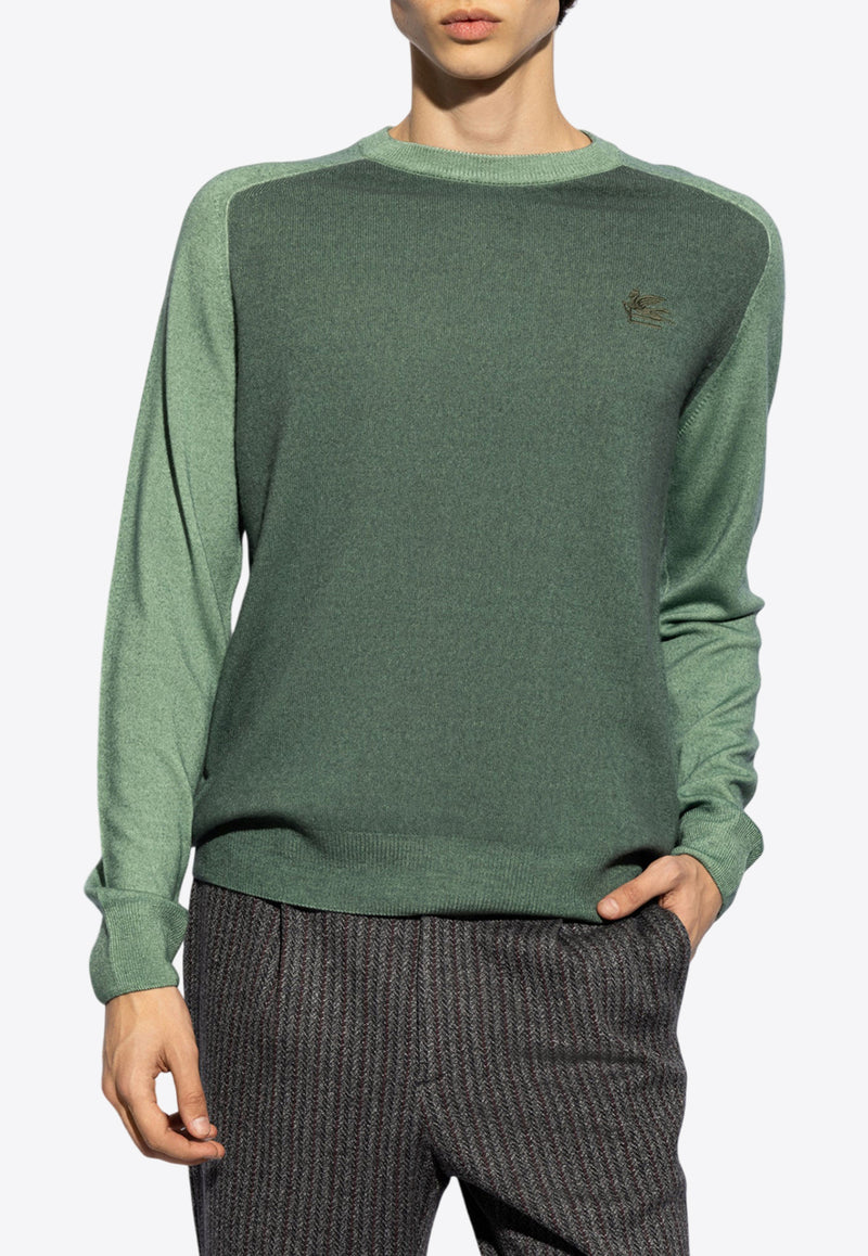 Etro Embroidered-Pegaso Wool Sweater MRKF0069 AL258-V9517 Green