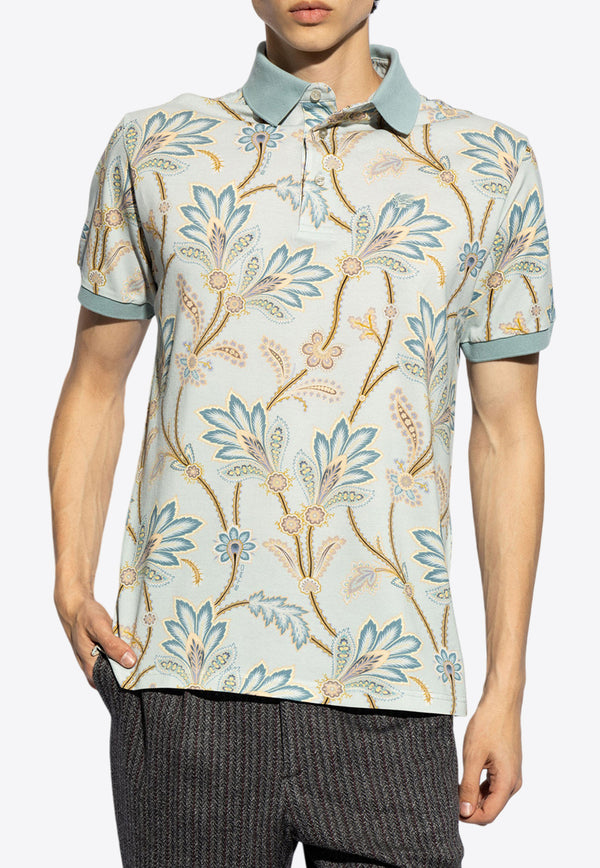 Etro Paisley-Print Polo T-shirt MRMD0004 AJ222-X0880 Light blue