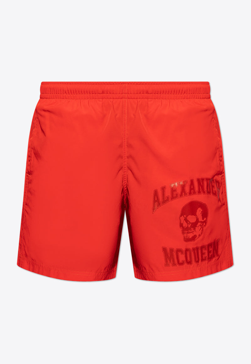 Logo-Print Swim Shorts  Alexander McQueen KĄPIELOWE 794609 4419Q-6400 Red