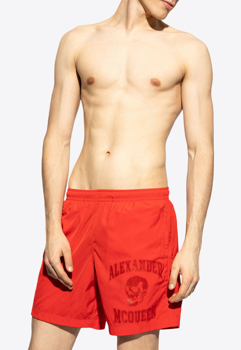 Logo-Print Swim Shorts  Alexander McQueen KĄPIELOWE 794609 4419Q-6400 Red