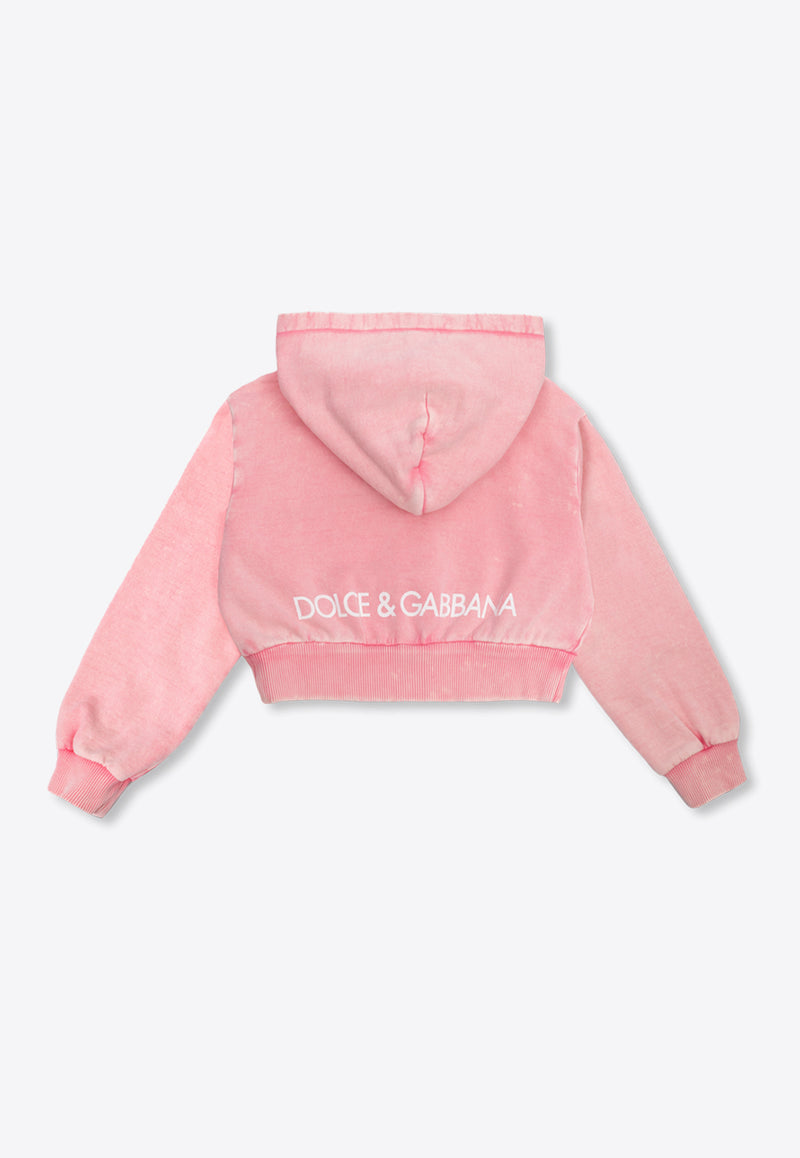 Girls Logo-Print Hooded Sweatshirt Dolce & Gabbana Kids L5JWAB G7L2I-S9000 Pink