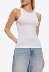 GANNI Butterfly Logo-Embroidered Tank Top White T3897 3675-151