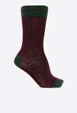 Etro Logo Jacquard Striped Socks Bordeaux MAVA0004 AC261-M5039