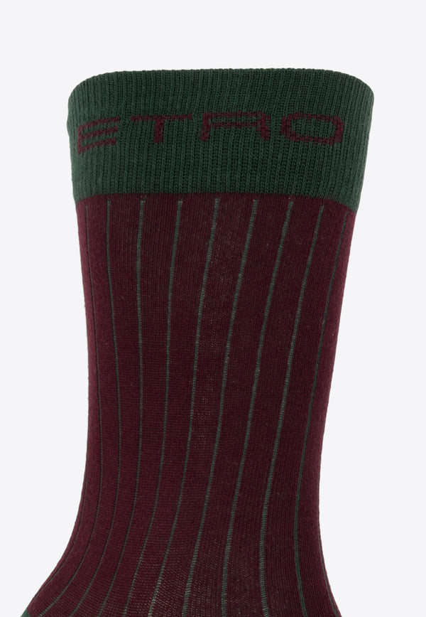 Etro Logo Jacquard Striped Socks Bordeaux MAVA0004 AC261-M5039