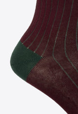 Etro Logo Jacquard Striped Socks Bordeaux MAVA0004 AC261-M5039