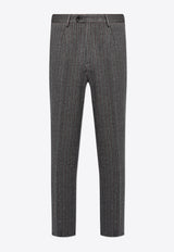 Etro Striped Wool-Blend Pants Gray MREA0001 99JRB01-S8450