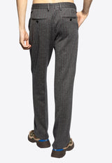 Etro Striped Wool-Blend Pants Gray MREA0001 99JRB01-S8450