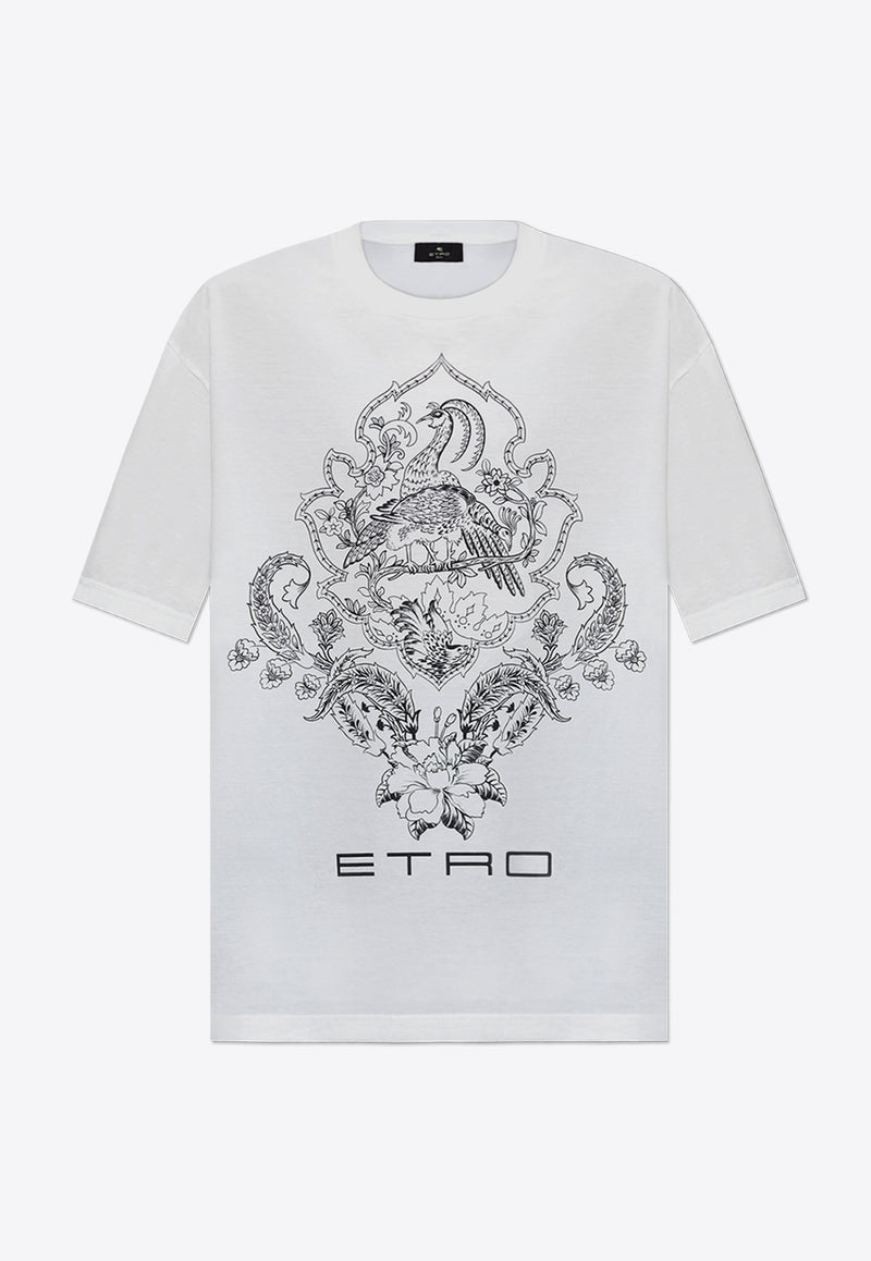 Etro Floral Print Crewneck T-shirt White WRMA0007 AK412-S9004