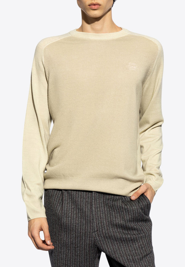 Etro Pegaso Embroidered Wool Sweater Beige MRKF0069 AL258-M0453