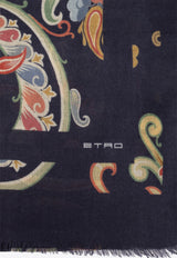 Etro Paisley Print Wool-Blend Scarf Blue WATA0010 AV416-X0887