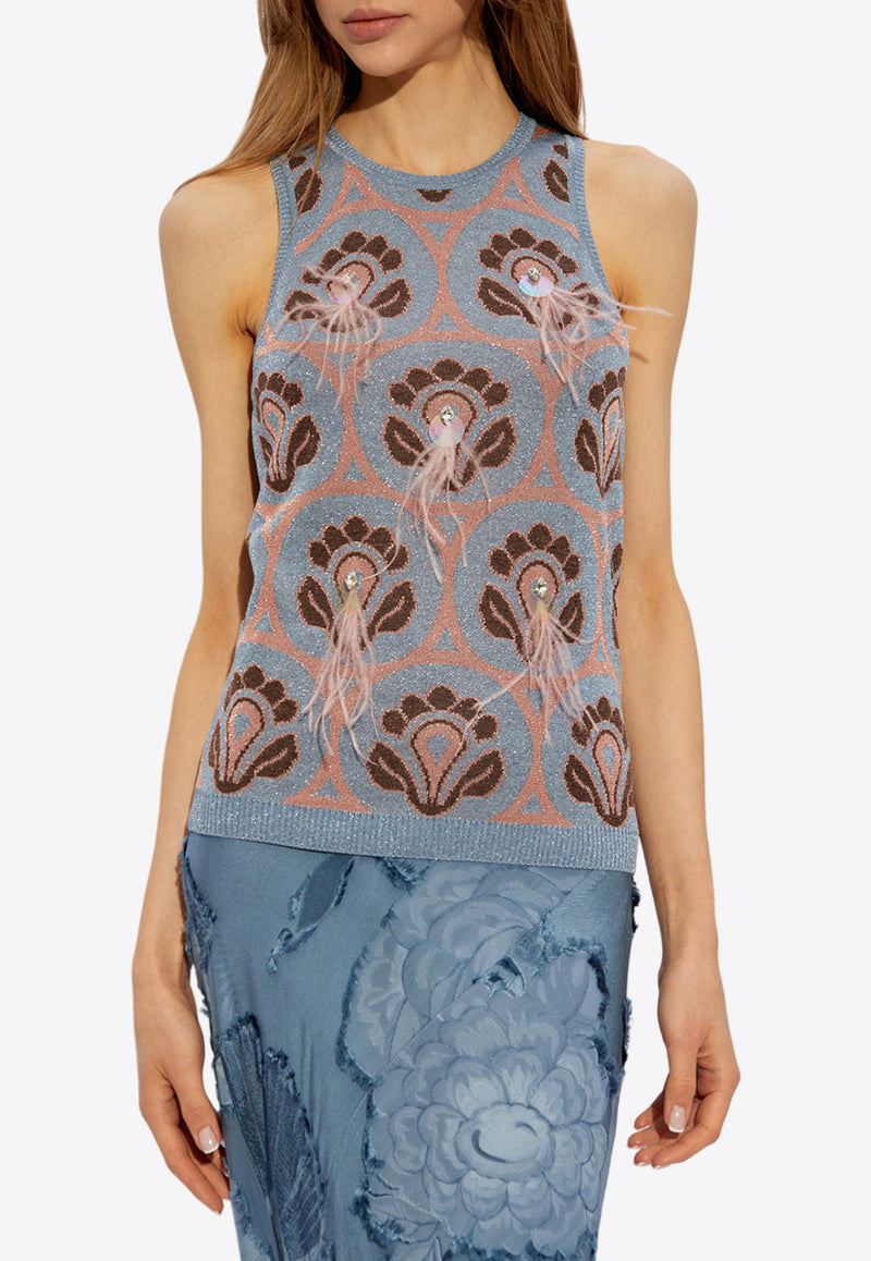 Etro Aurea Motif Sleeveless Knit Top Blue WRKE0120 AR237-X0880