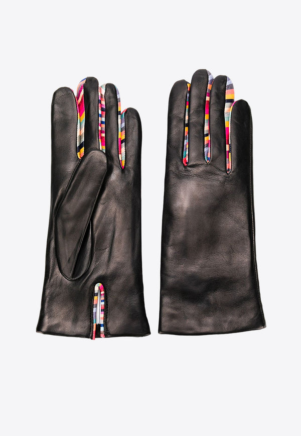 Paul Smith Striped Swirl Leather Gloves Black W1A461EAG931_79