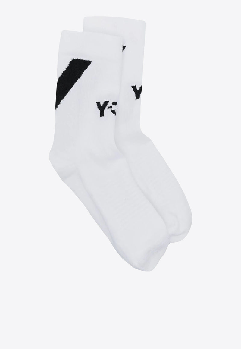 Y-3 Intarsia Knit Logo Hi Socks White HZ4268_WHITE