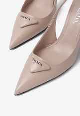 Prada 75 Brushed Leather Slingback Pumps Beige 1I901MFDD55055_F0236