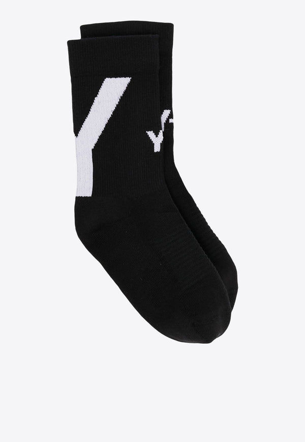 Y-3 Intarsia Knit Logo Hi Socks Black HZ4269_BLACK