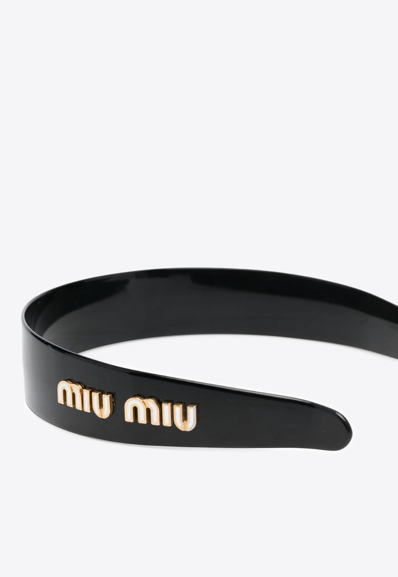 Miu Miu Logo-Lettering Pull-On Headband Black 5IH0392F72_F0967