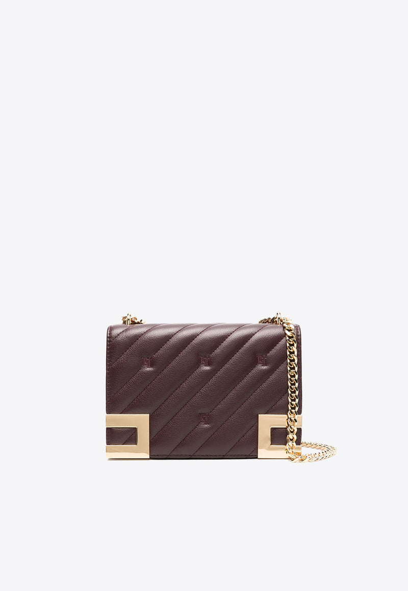 Elisabetta Franchi Medium Logo Crossbody Bag in Quilted Leather Burgundy BS55A46E2_CG3