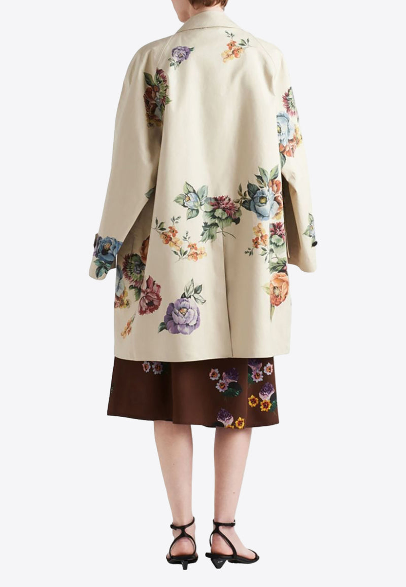 Prada Floral-Print Single-Breasted Coat Beige P658RSOOO14ZV_F0036