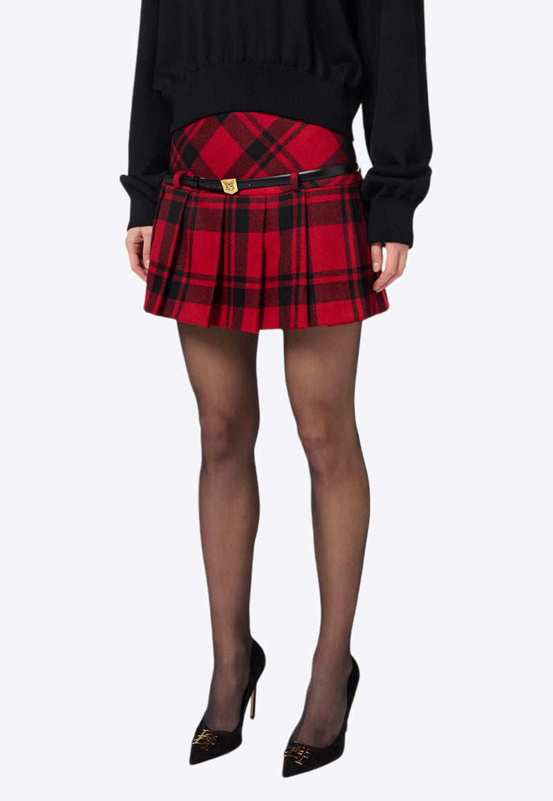 Elisabetta Franchi Tartan Check Flared Mini Skirt Red GO06447E2_CX7