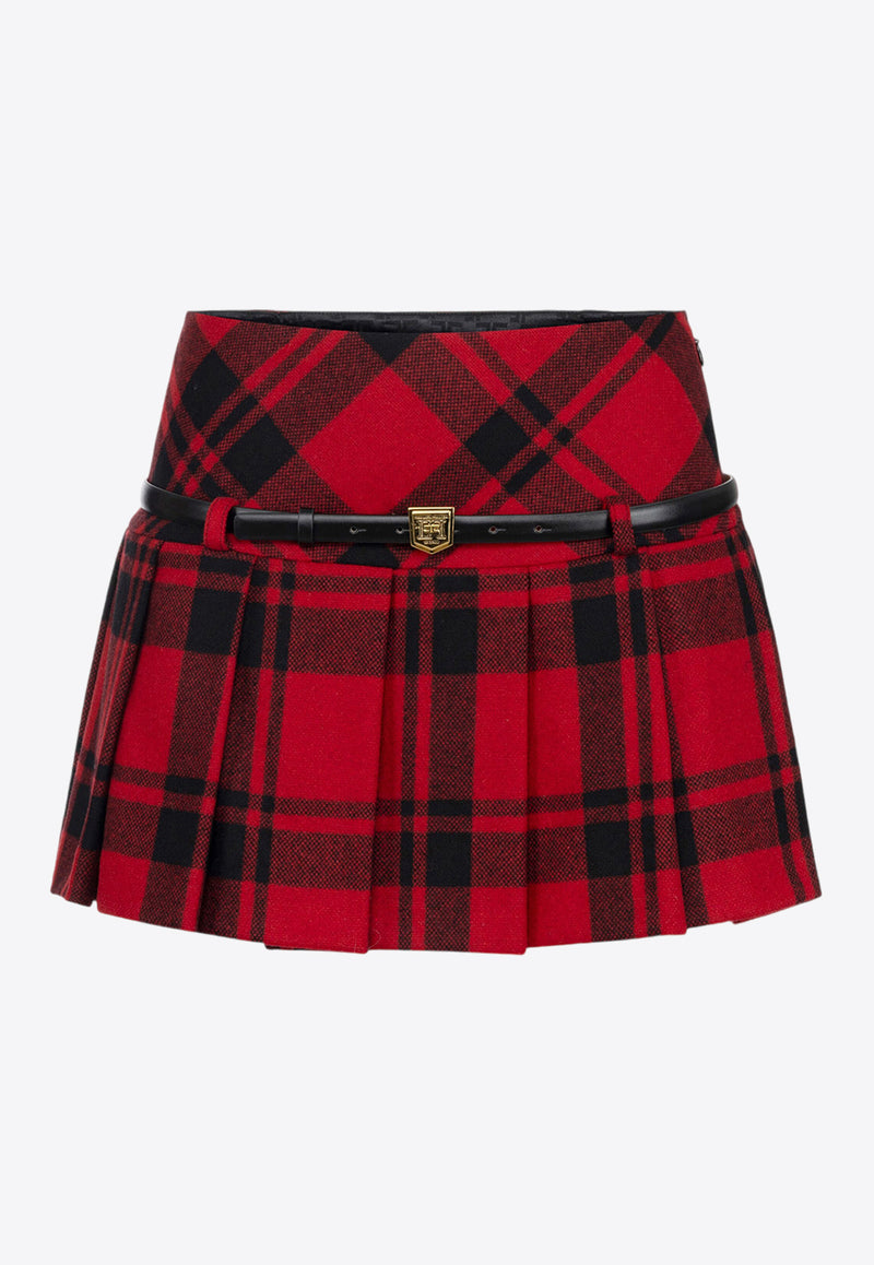 Elisabetta Franchi Tartan Check Flared Mini Skirt Red GO06447E2_CX7