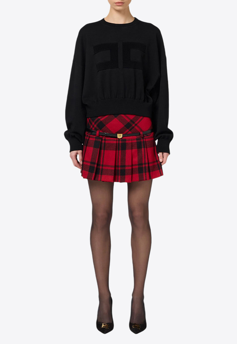 Elisabetta Franchi Tartan Check Flared Mini Skirt Red GO06447E2_CX7