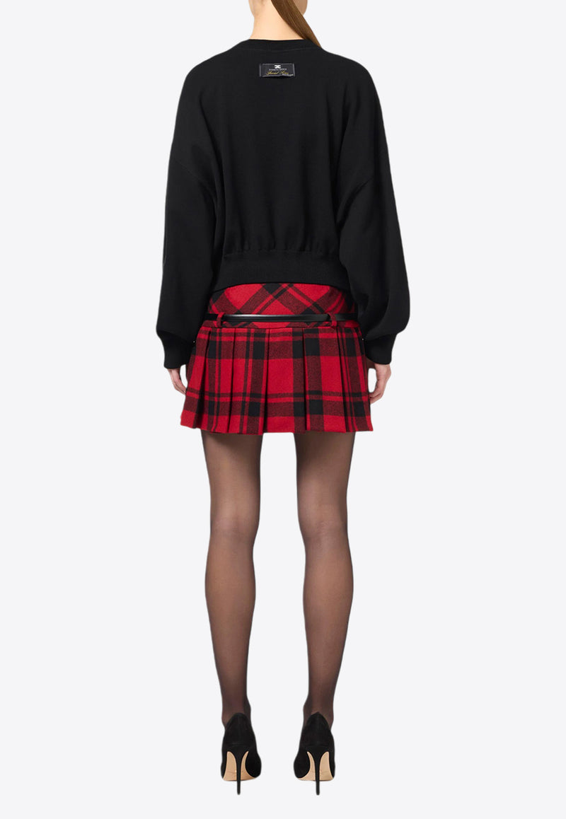 Elisabetta Franchi Tartan Check Flared Mini Skirt Red GO06447E2_CX7