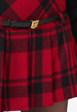 Elisabetta Franchi Tartan Check Flared Mini Skirt Red GO06447E2_CX7