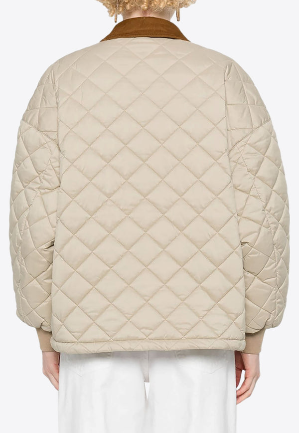 Miu Miu Logo-Patched Quilted Jacket - Sabbia Beige ML1087SOOO15PU_F0036