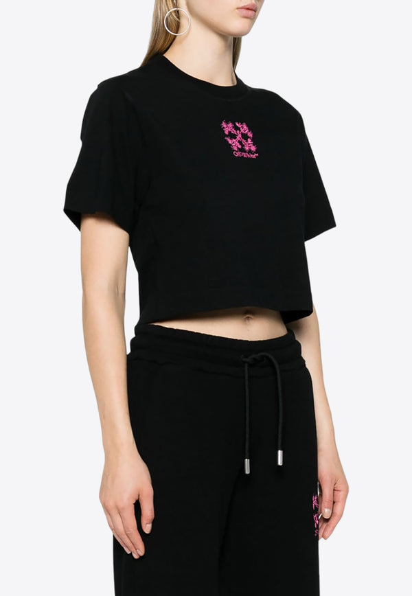 Off-White Embroidered Arrows Cropped T-shirt Black OWAA090F24JER001_103B