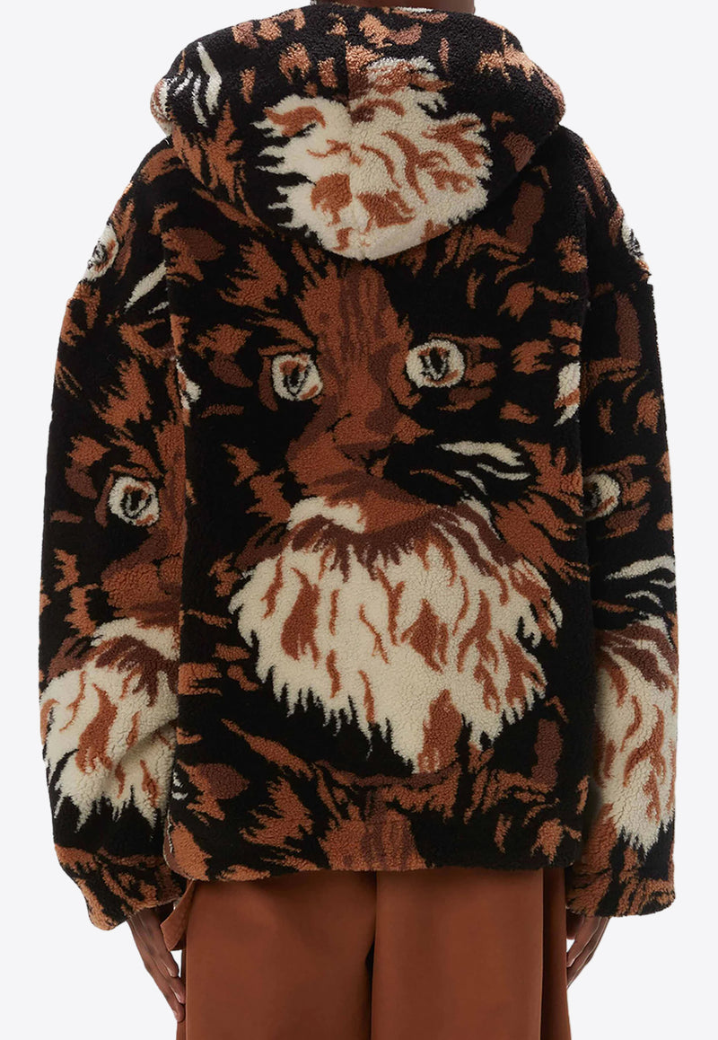 JW Anderson Graphic Print Faux-Fur Jacket Brown JK0337PG1585_600