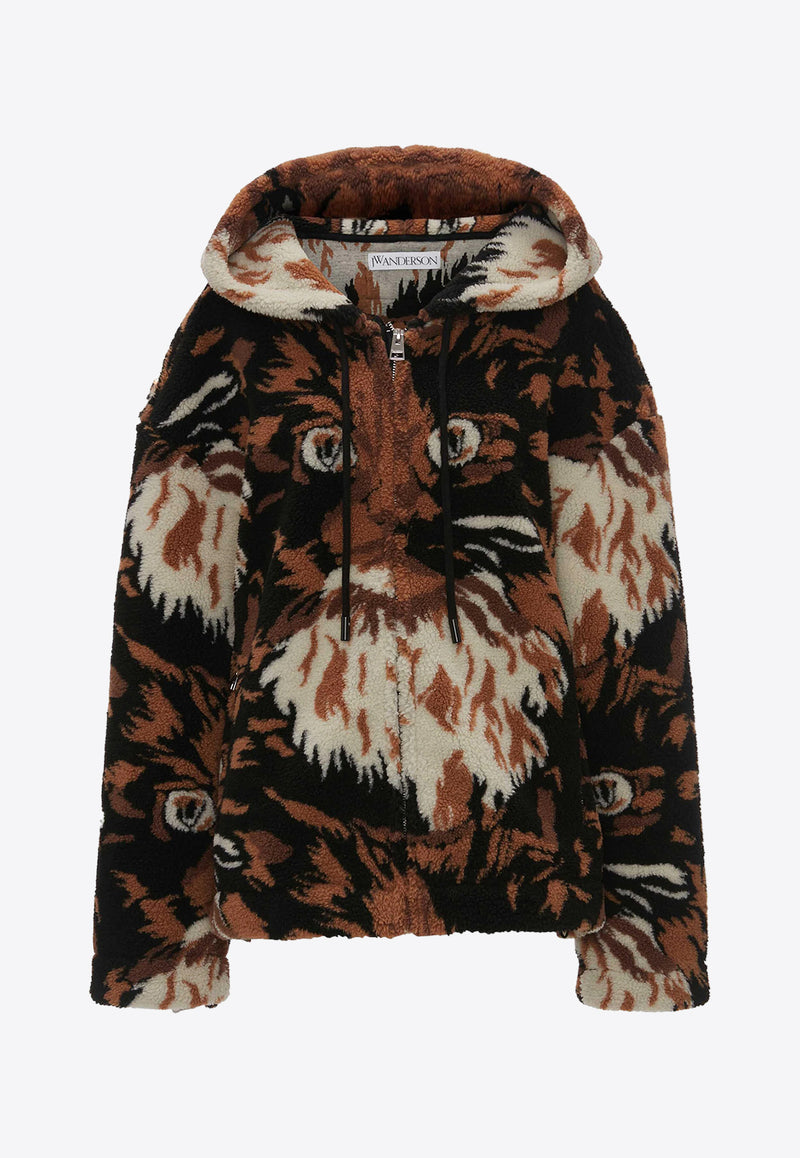 JW Anderson Graphic Print Faux-Fur Jacket Brown JK0337PG1585_600