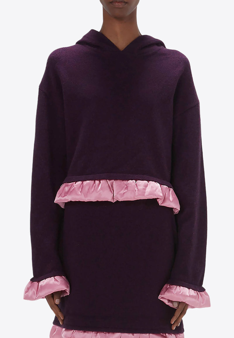 JW Anderson Satin-Trimmed Cropped Hoodie Purple KW1224YN0375_489