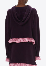 JW Anderson Satin-Trimmed Cropped Hoodie Purple KW1224YN0375_489