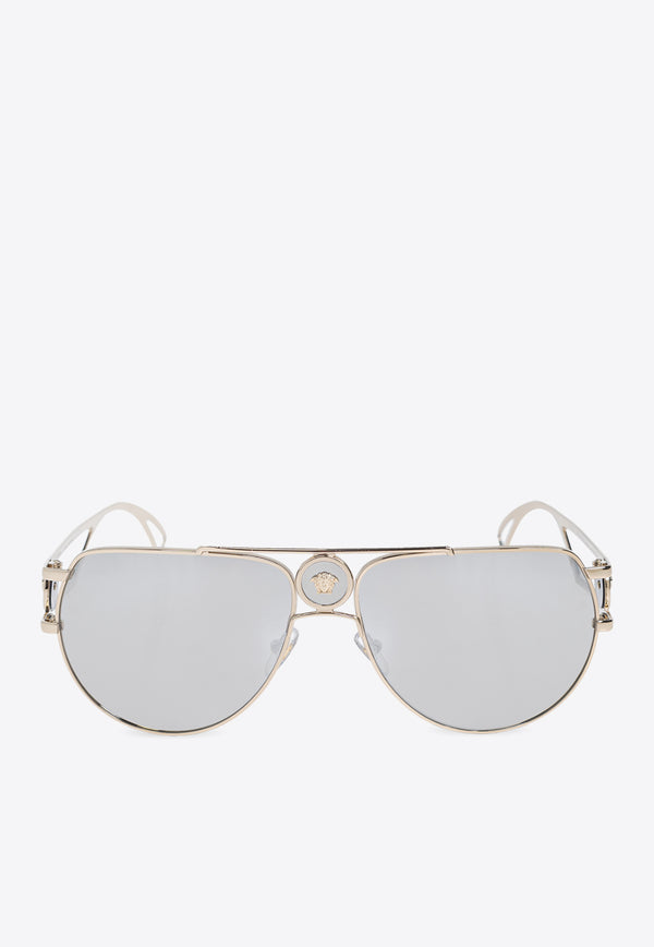 Versace Medusa Aviator Sunglasses Gray 0VE2225 0-12526G