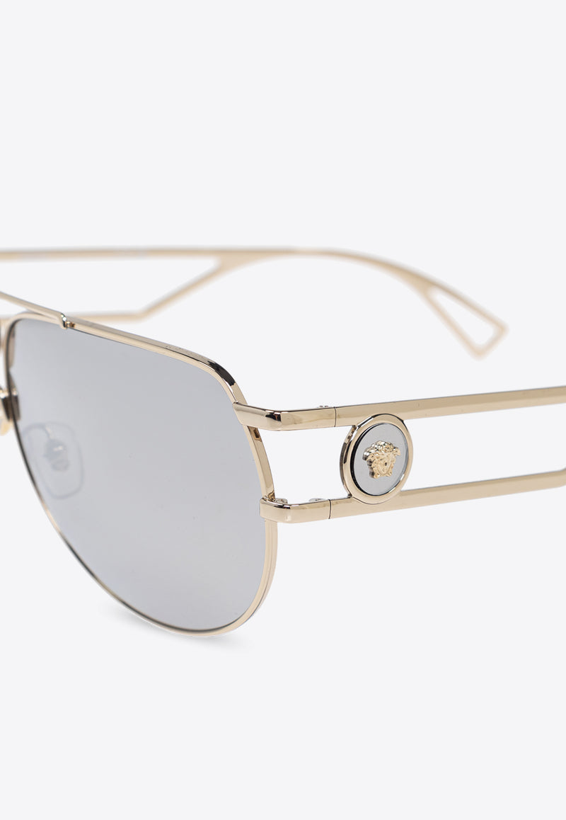 Versace Medusa Aviator Sunglasses Gray 0VE2225 0-12526G