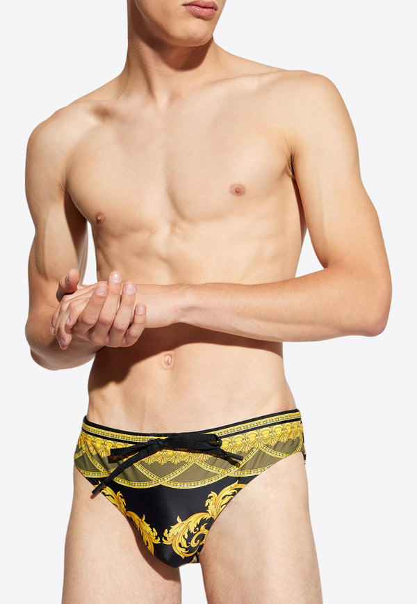 Versace la Coupe des Dieux Printed Swim Briefs Yellow 1002515 1A11625-5BC60