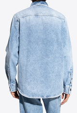 Versace Frayed-Trim Denim Shirt Blue 1016108 1A11281-1D380