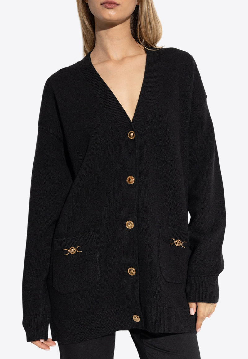 Versace Medusa '95 Wool-Blend Cardigan Black 1014091 1A11287-1B000