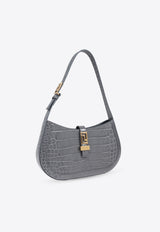 Versace Greca Goddess Croc-Embossed Leather Hobo Bag Gray 1013166 1A08724-1E51V