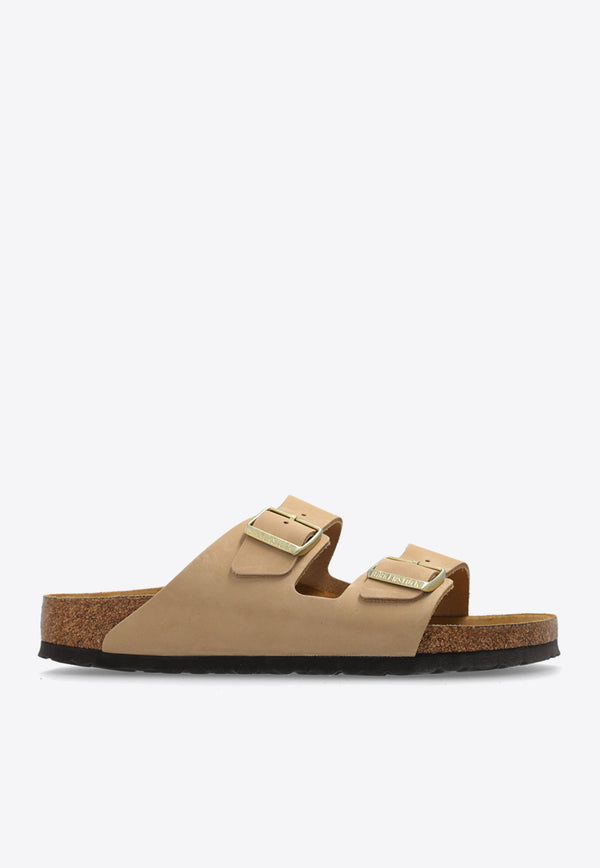 Birkenstock Arizona Two-Strap Leather Slides Beige 1019016 0-SANDCASTLE