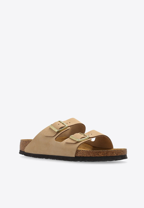 Birkenstock Arizona Two-Strap Leather Slides Beige 1019016 0-SANDCASTLE